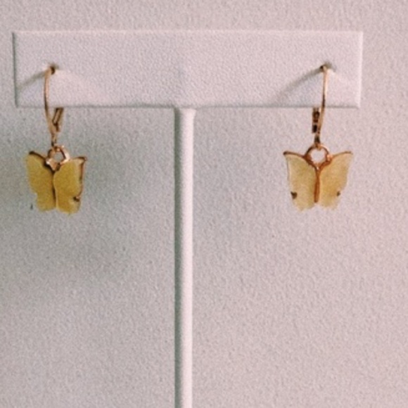 Yellow Butterfly  Earrings - Picture 4 of 6